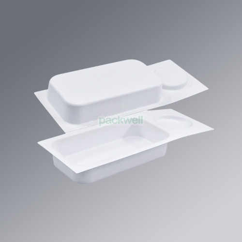 Recyclable cardboard white wet press molded paper pulp packaging tray of loudspeaker